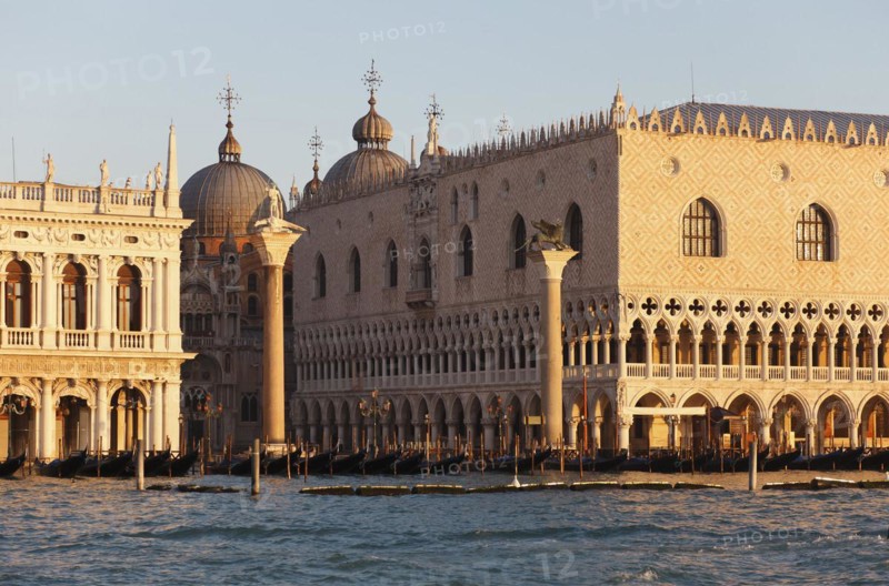 View from the Bacino di San Marco to the Doges Palace and the Piazzetta in the morning