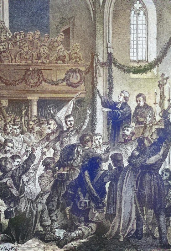 The blessing of the Luetzow Freicorps in the church of Rogau in Silesia