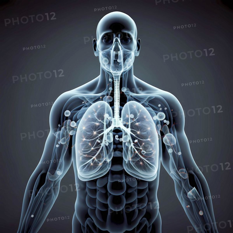 Transparent human with view of lungs