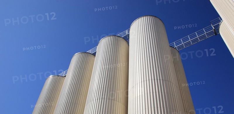 Beer storage tanks of a brewery