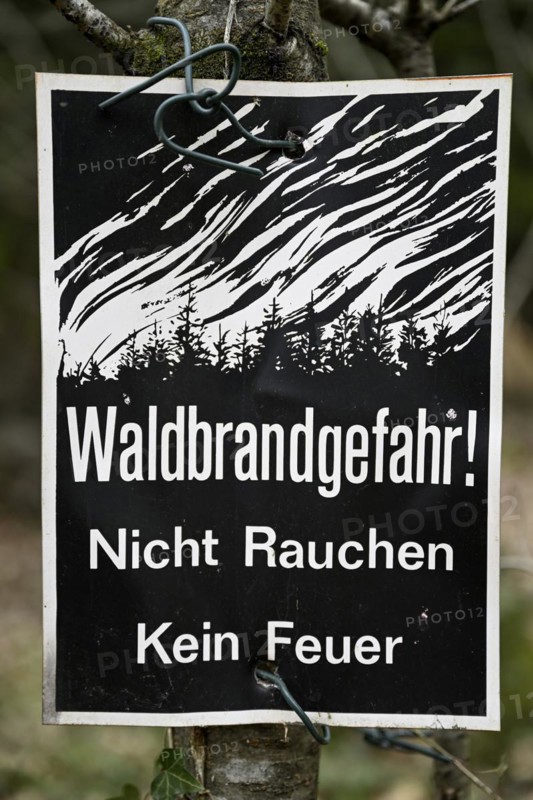 Forest fire danger sign in a forest near Bad Saeckingen