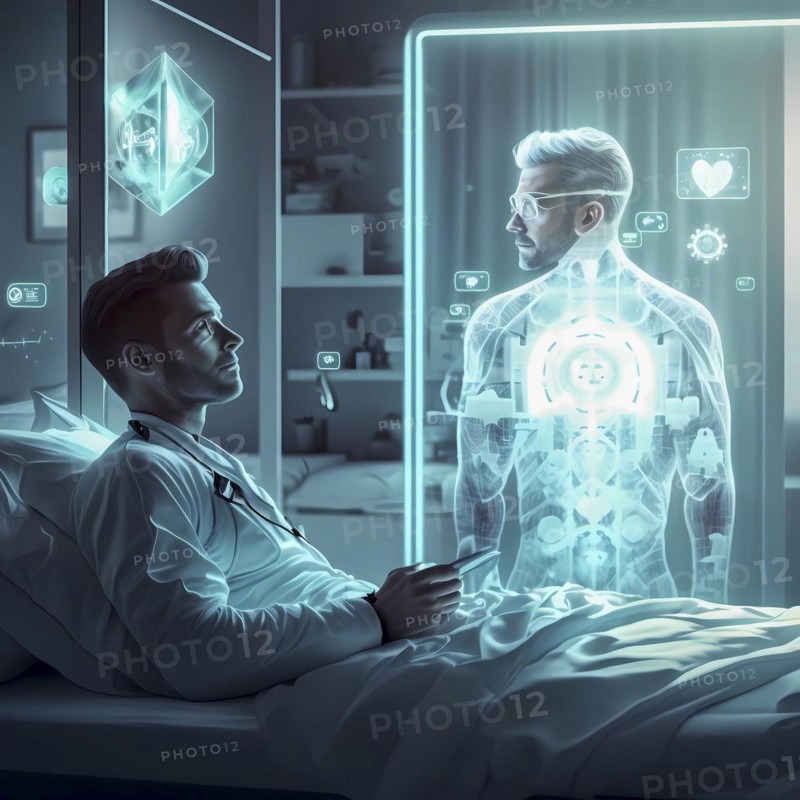Monitoring and analysis of a patient in the hospital by a doctor and artificial intelligence