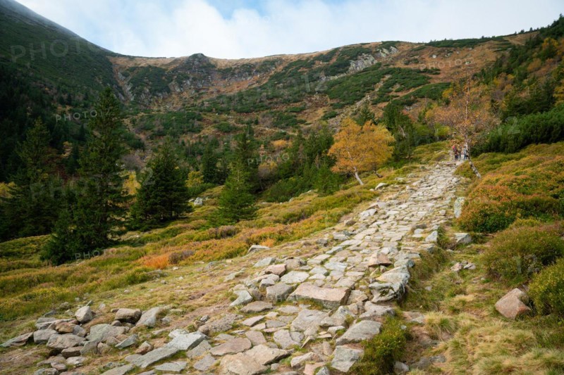 Extensive mountain panorama in the Karkonosze Mountains. Polish mountains