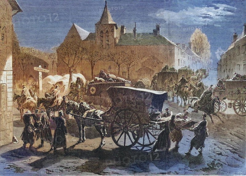Arrival of wounded Saxons in Champs