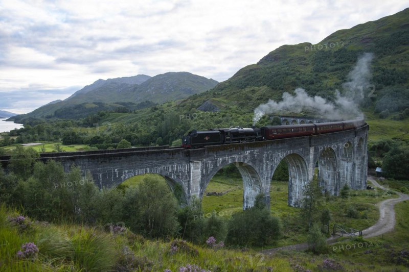 Glenfinnan Viaduct with Steam Locomotive