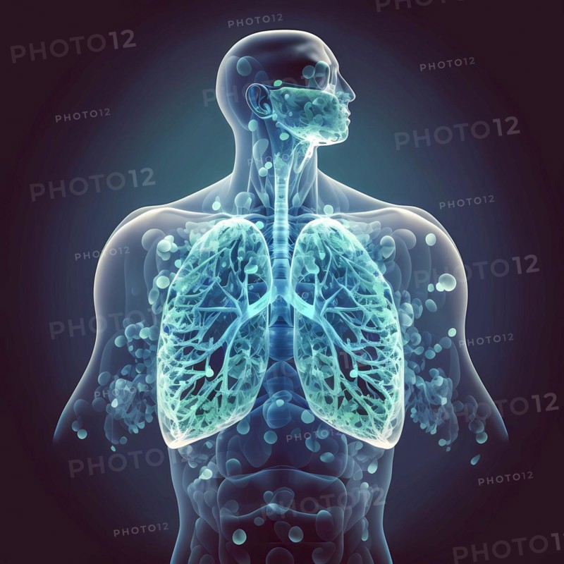 Transparent human with view of lungs