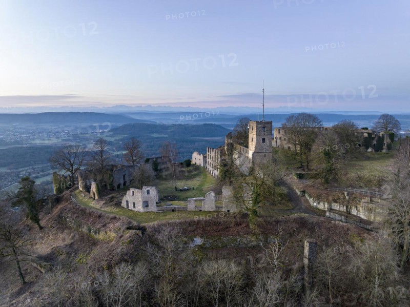 The Hohentwiel castle ruins at dawn