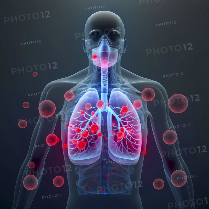 Transparent human with view of lungs
