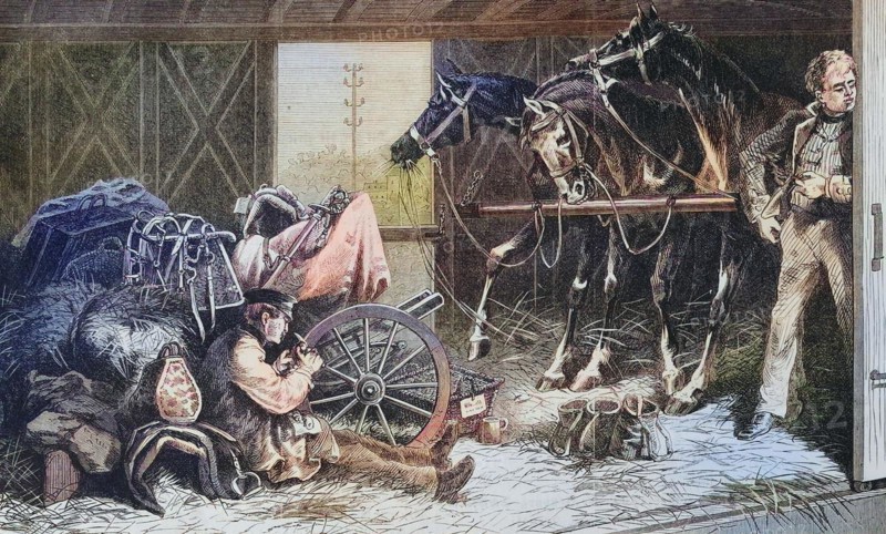 Cavalry being transported on a train