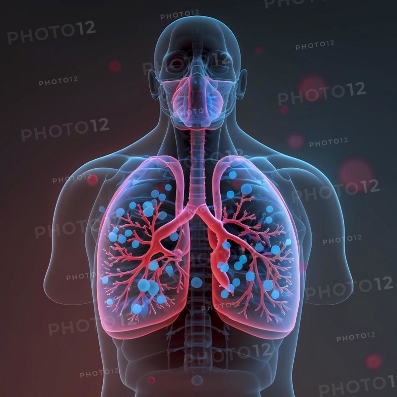 Transparent human with view of lungs
