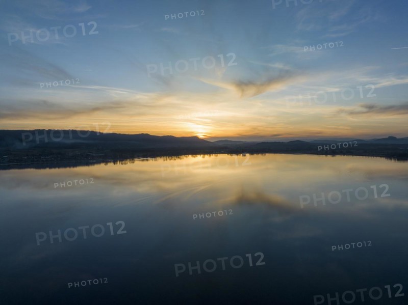 Lake Constance reflected in the evening sky at sunset
