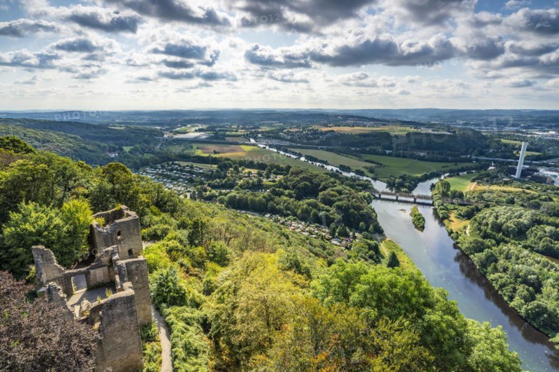 View of the confluence of the Ruhr and Lenne rivers from the ruins of Hohensyburg Castle