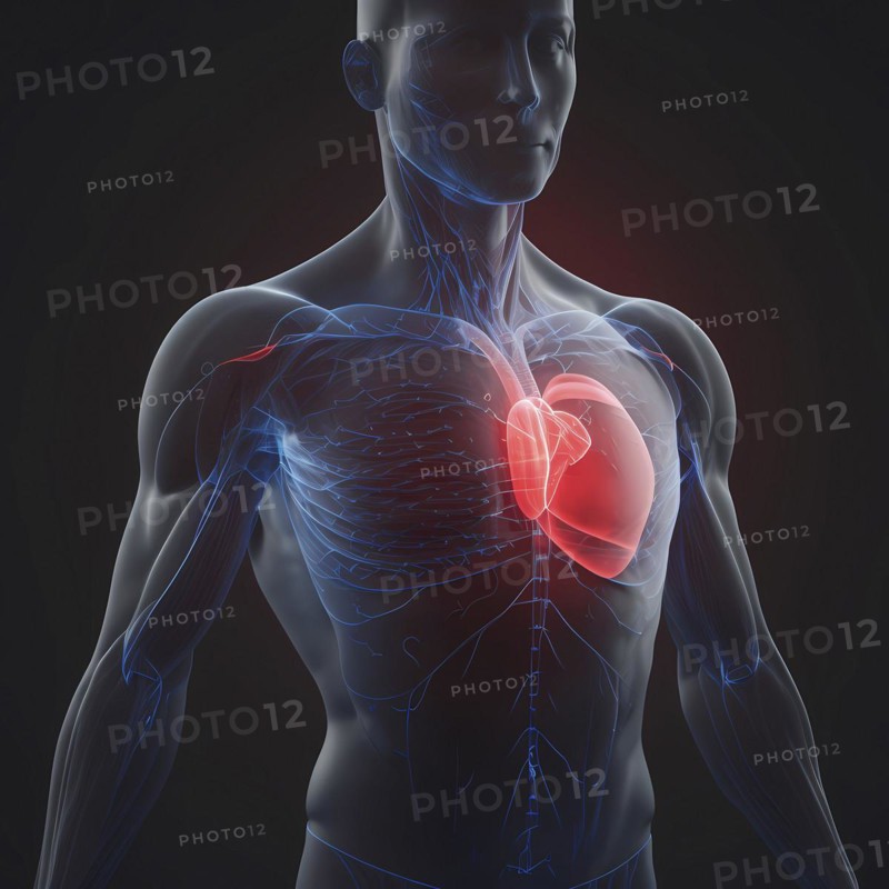 Transparent human looking at the heart