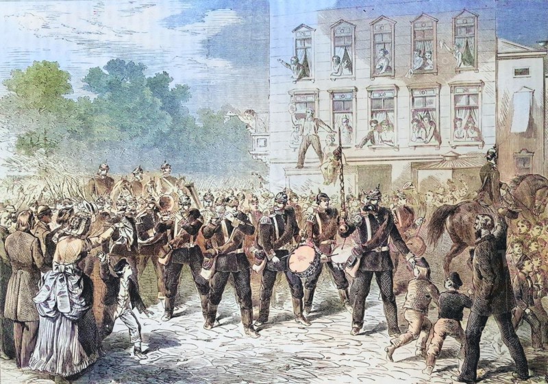 Departure of the emperor Alexander Guards Grenadiers Regiment from Berlin