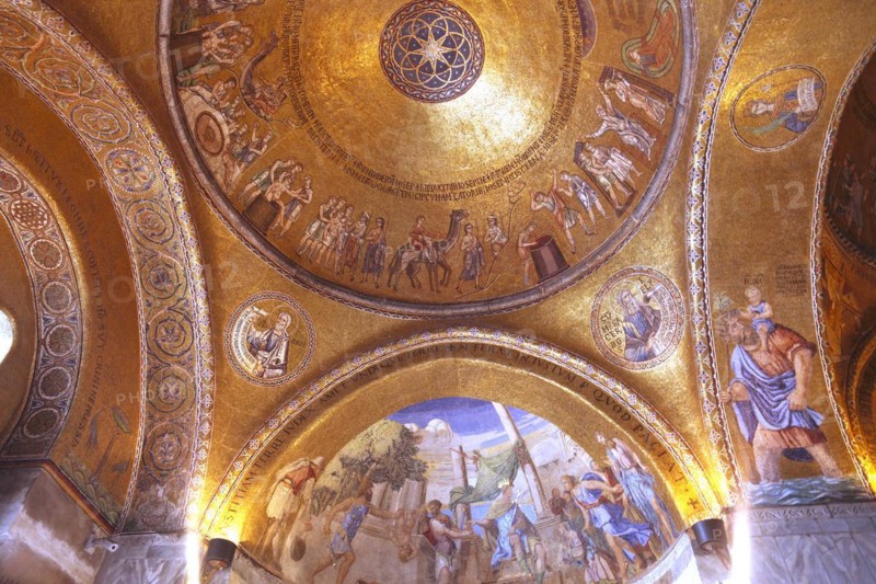 Porch with gilded mosaics and Old Testament themes