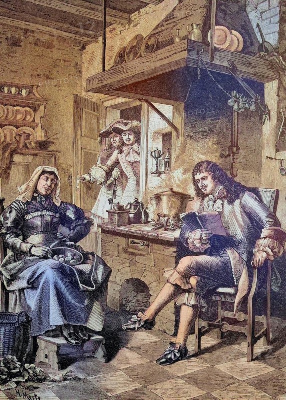 Moliere reading a just written comedy to his maid