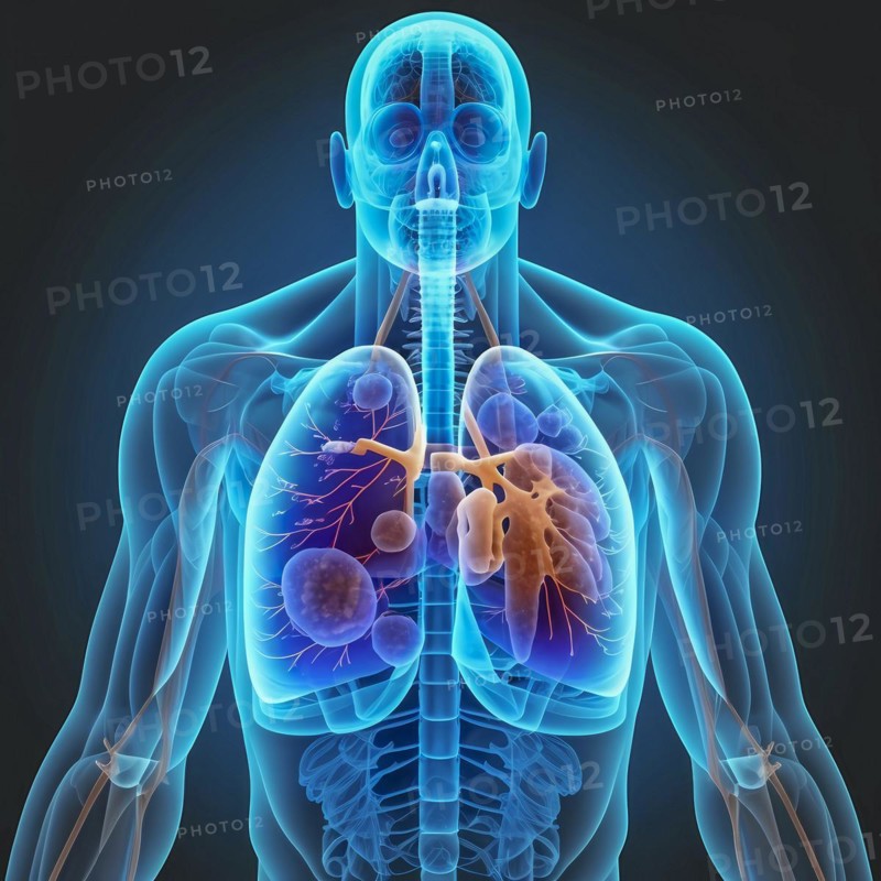 Transparent human with view of lungs
