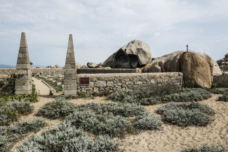 Granite rocks and cemetery on the beach