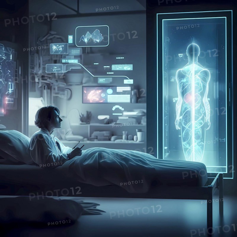 Monitoring and analysis of a patient in the hospital by a doctor and artificial intelligence