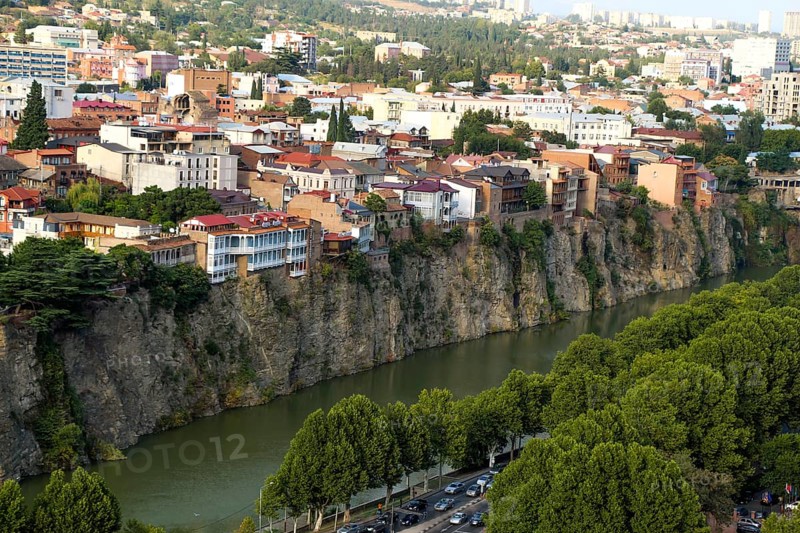 Kura river panorama of Tbilisi in Georgia