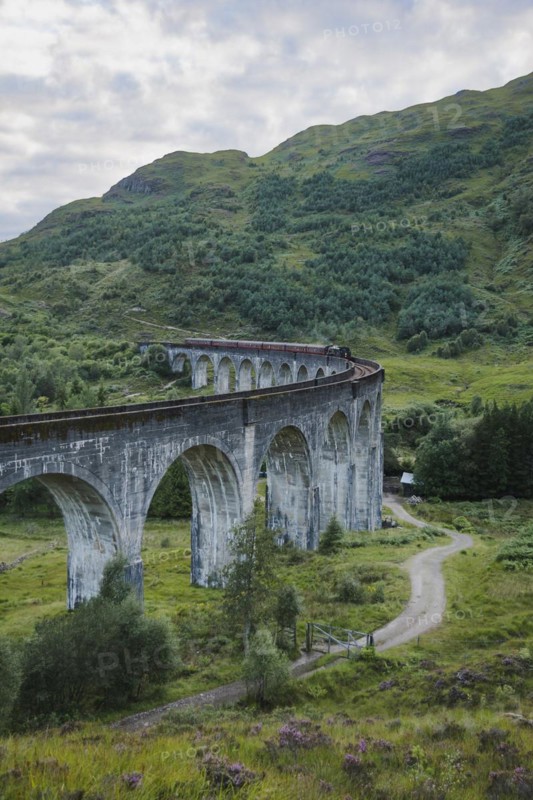 Glenfinnan Viaduct with Steam Locomotive