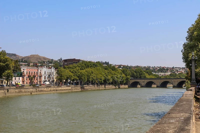 Kura river panorama of Tbilisi in Georgia