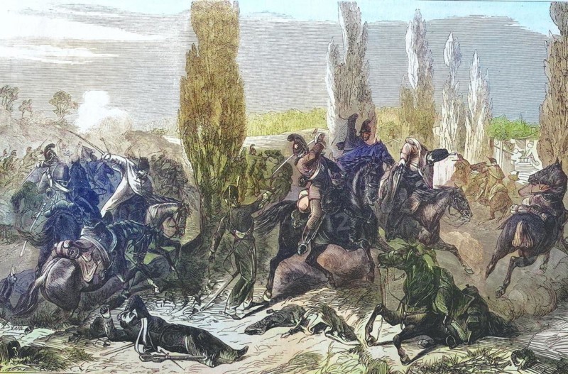 The 3rd Saxon riders regiment in the battle at Buzaney