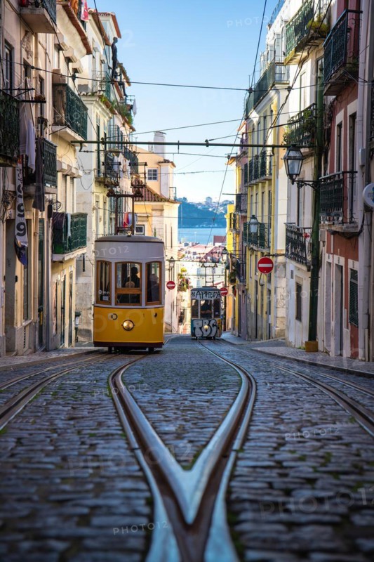 Old houses in narrow alleys and historic streets. Old house fronts in the morning and in the sunshine