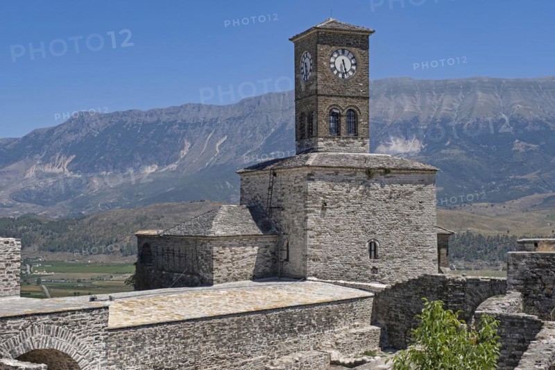 Clock tower of the medieval Gjirokaster Castle