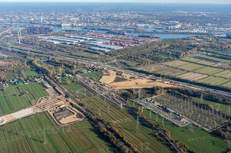 Aerial view of the motorway construction site A26