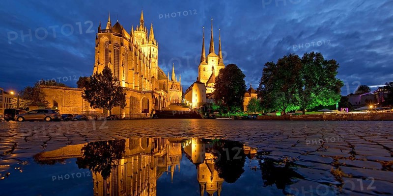 Erfurt Cathedral and Severi Church in the evening