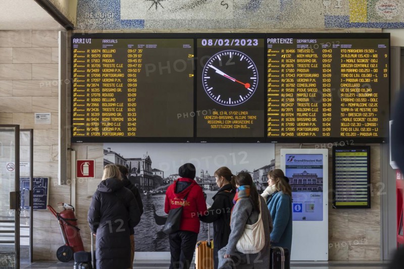 Santa Lucia railway station with display board