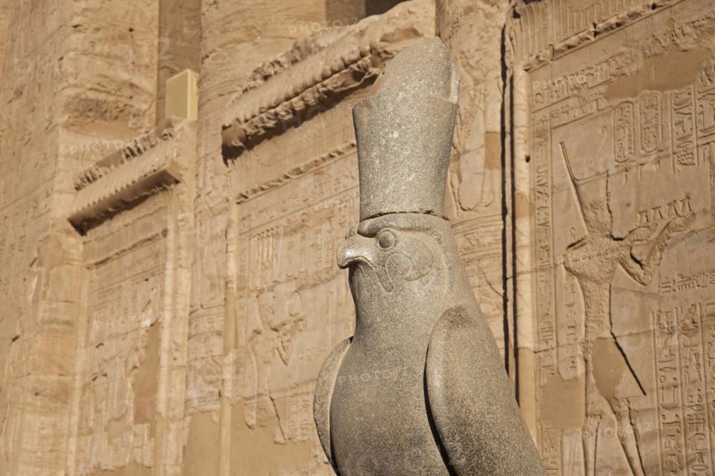Statue of the falcon god Horus at the Temple of Edfu