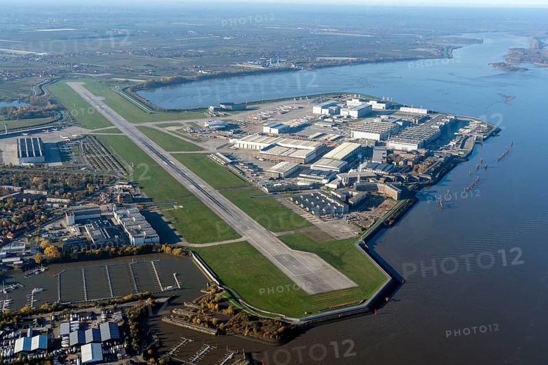 Aerial view Airbus Werke Hamburg Finkenwerder