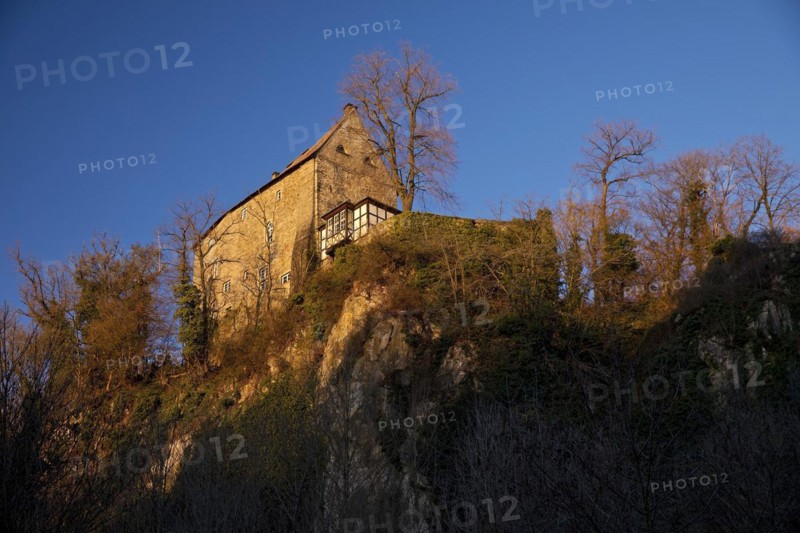 Klusenstein Castle on the sixty-metre-high cliff of the Hoenne Valley