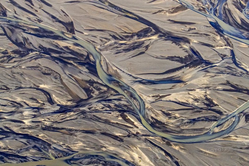 Aerial view over the Markarfljot river delta