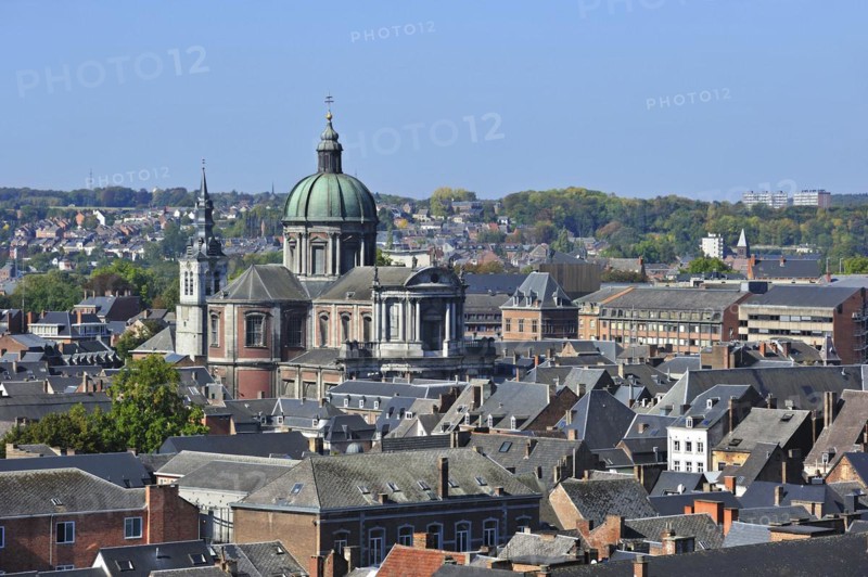 View over the St Aubins Cathedral and the city Namur from the citadel