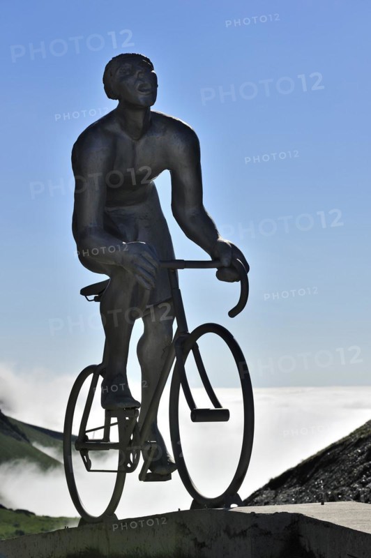 Statue for Tour de France cyclist Octave Lapize at the Col du Tourmalet in the Pyrenees