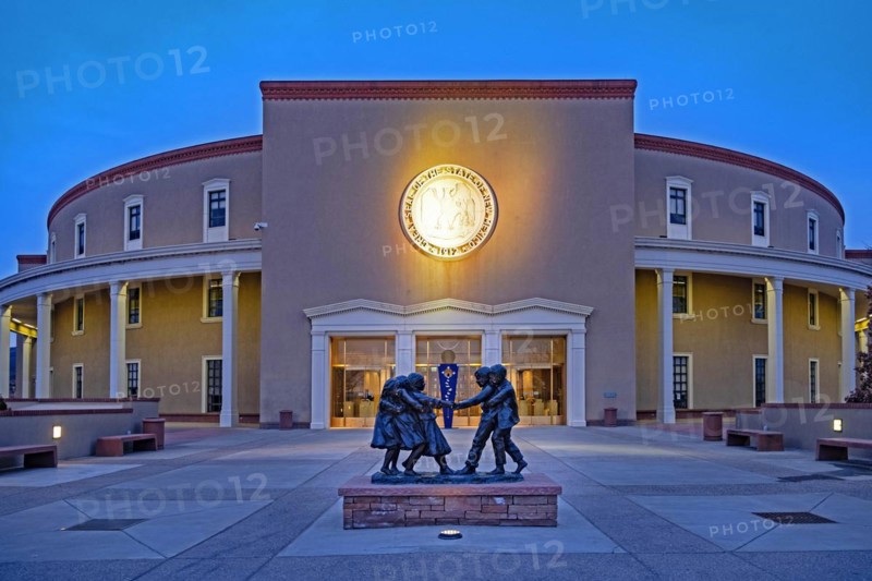 The state capital building of New Mexico in Santa Fe are built in a revival Pueblo Style
