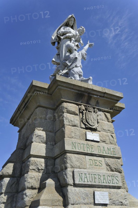 The statue Notre-Dame des naufrages at the Pointe du Raz at Plogoff