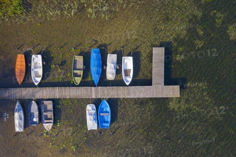 Aerial view over dinghies