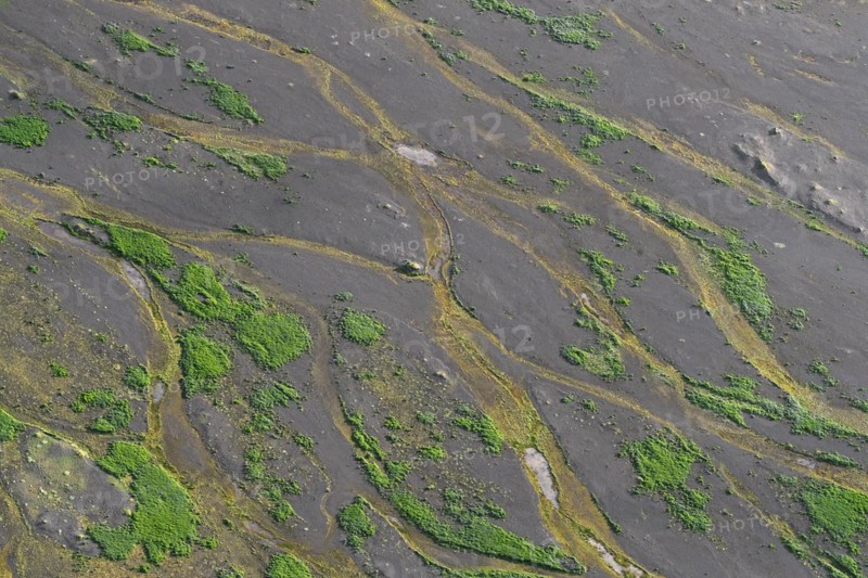 Aerial view over delta of the glacier river Pjorsa