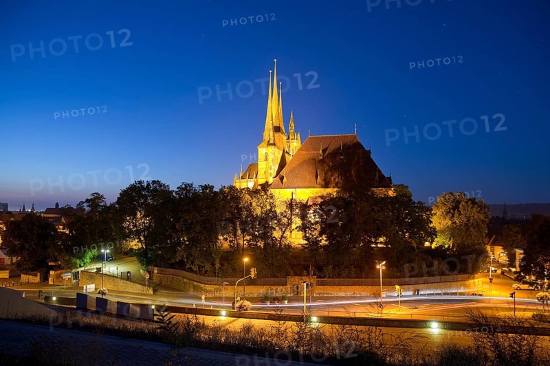 Severi Church and Erfurt Cathedral in the evening