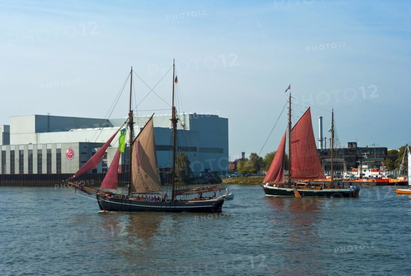Museum ships on the Weser near Bremen Vegesack