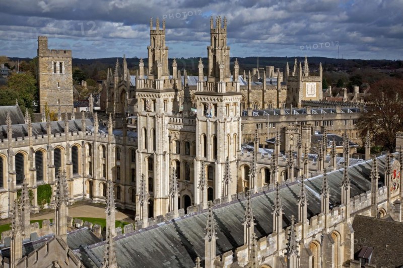 Aerial view over the All Souls College in Oxford