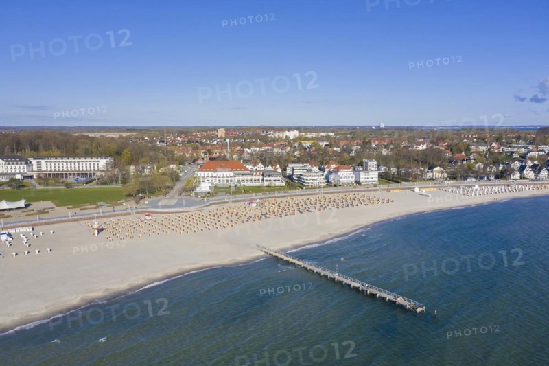 Aerial view over hotels
