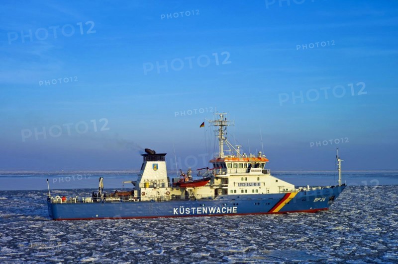 Coastguard vessel on the Lower Elbe near Cuxhaven