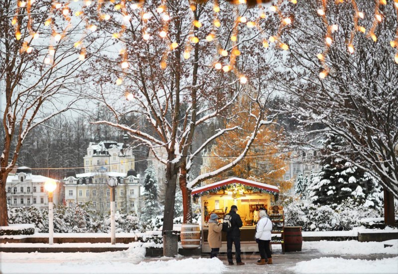 Pre-Christmas and snowfall makes for an atmospheric spa in the Czech Republic as seen here in Marianske Lazn? from 11-16 December 2018