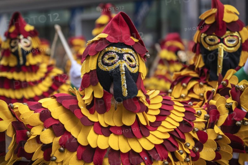 Traditional Hansele carnival costumes of the Radolfzell Narrenzunft Narizella Ratoldi