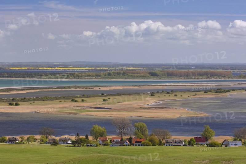 Aerial view from Dornbusch Lighthouse over Hiddensee Island in the Baltic Sea